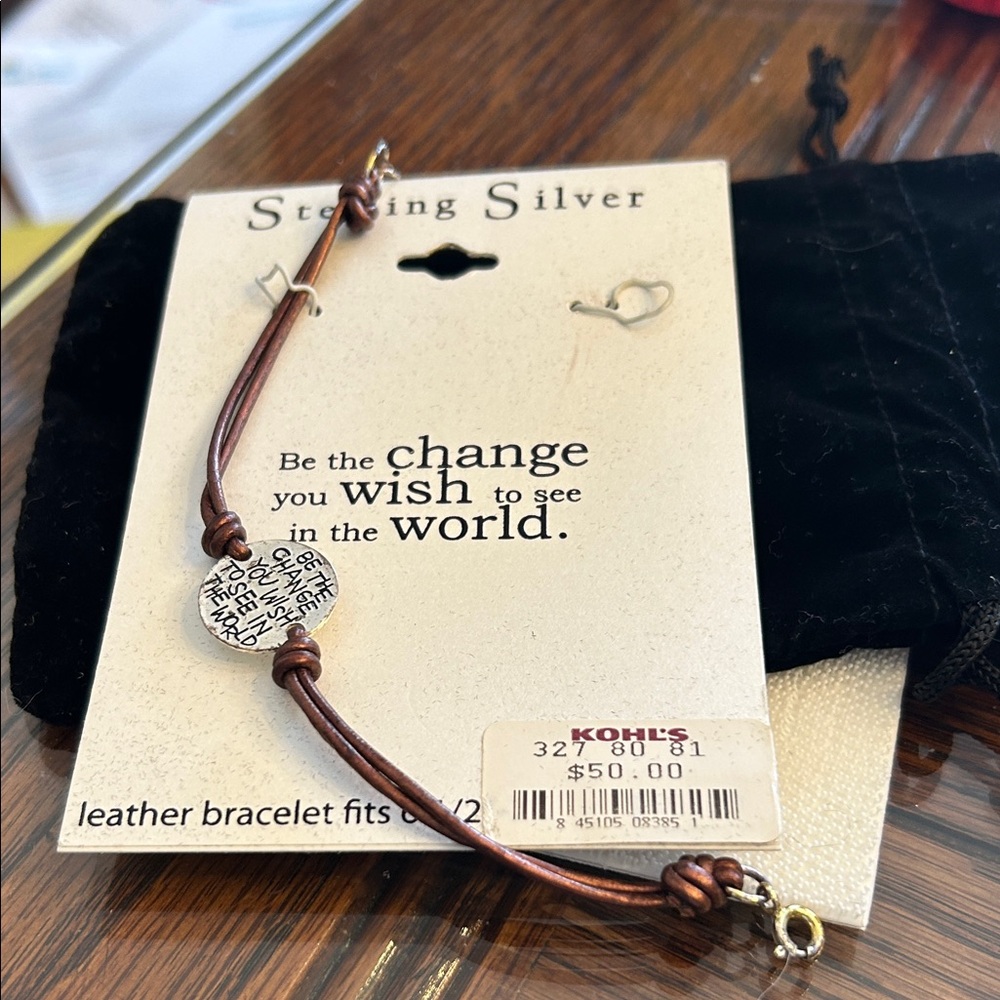 Sterling Silver Brown Leather Bracelet